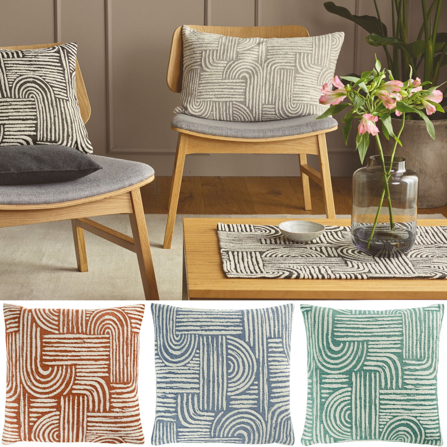 Kissenhülle mit natürlichem, grafischem Design